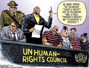 UNITED NATIONS- Unhuman Rights Council- where even USA refuses to sign WOMEN R EQUAL and children matter -education counts 4 allun-hrc-cartoon