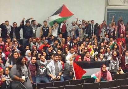 These UC Davis students look like they have a flag.