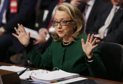 Hillary Clinton testifying on the Sept. 11, 2012, Benghazi attack