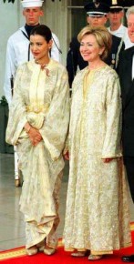 Hillary Clinton and Princess Lalla Meryem wearing Moroccan caftan