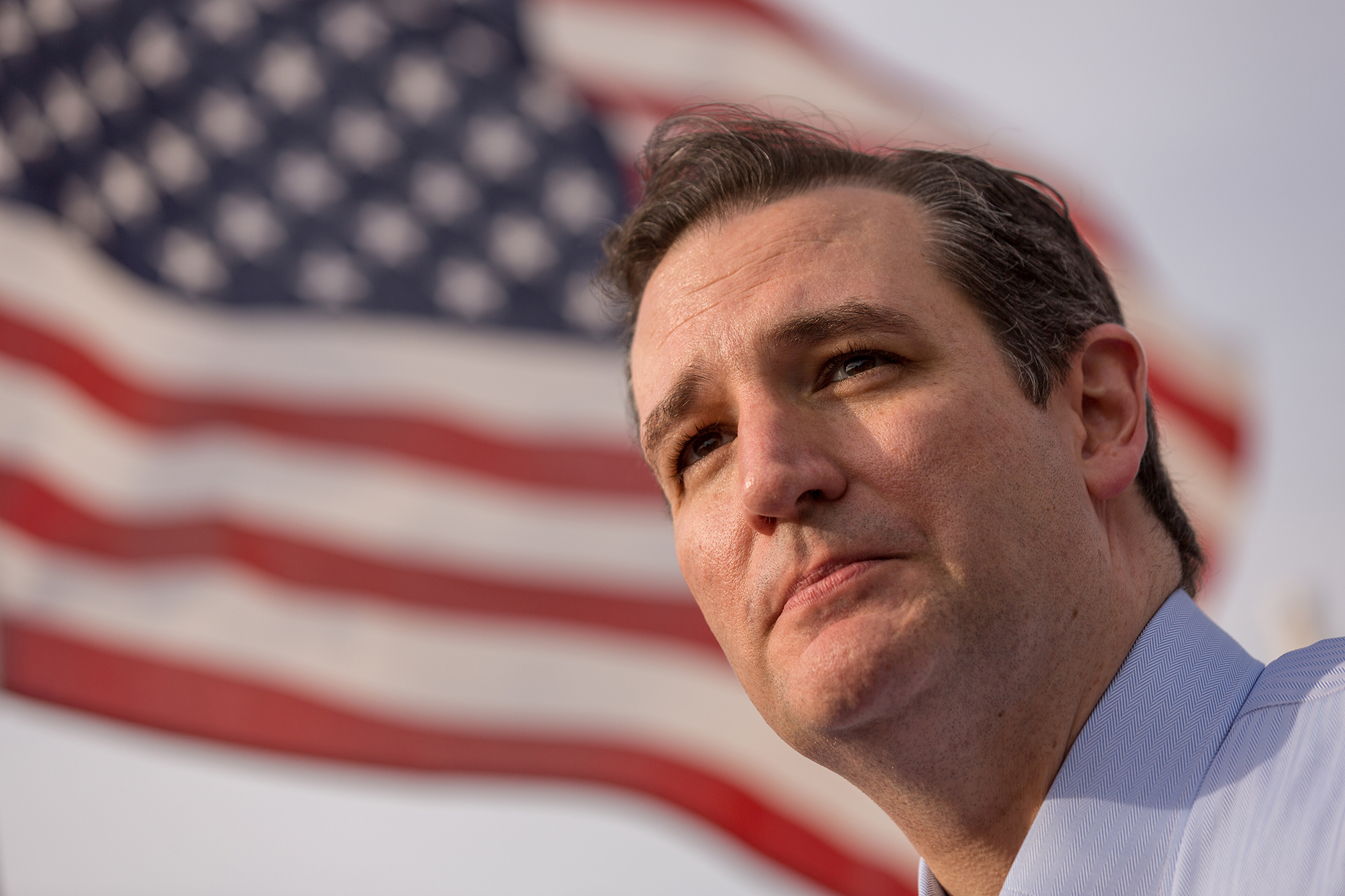 SPARTANBURG, SC - APRIL 3:  Senator and GOP presidential candidate Ted Cruz answers questions from local media following a town hall meeting at the Beacon Drive-in restaurant on April 3, 2015 in Spartanburg, South Carolina. The Beacon Drive-in, traditionally a popular venue for campaigning politicians, was Cruz's 2nd stop of the day in South Carolina.  (Photo by Richard Ellis/Getty Images)