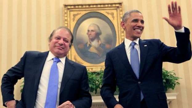 Pakistani Prime Minister Nawaz Sharif Meets US President Barack Obama at the White House.