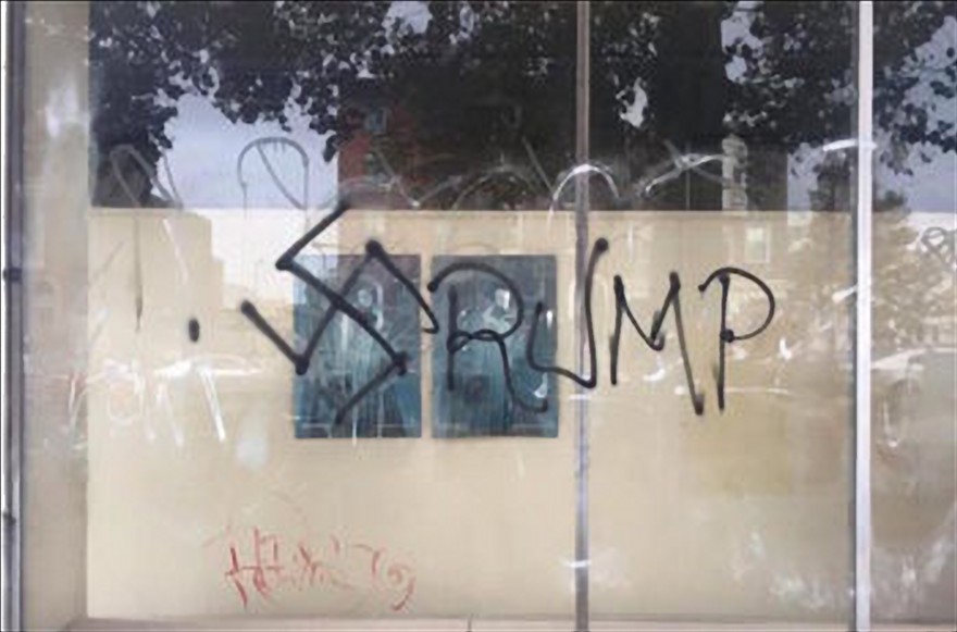 Graffiti in South Philadelphia included the word “Trump” and Nazi imagery on Nov. 9. Photo by Facebook